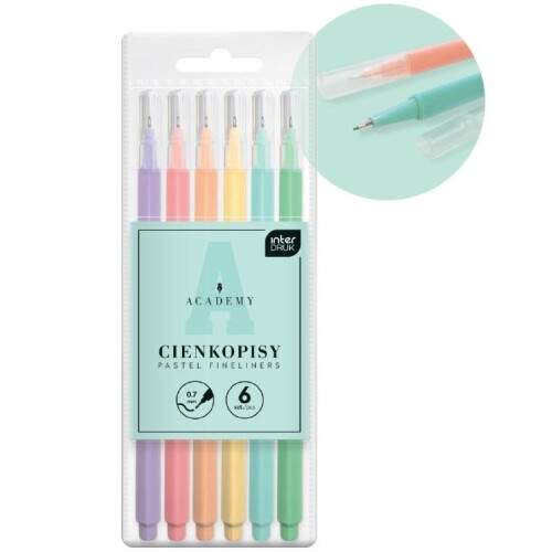 Academy pastel fineliners i 6 farver