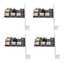 4X New 4 PCIe Riser Adapter Board PCI-E 1X to 4 USB 3.0 PCI-E Rabbet GPU Riser Extender Ethereum ETH/Monero