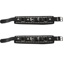 2X Fashion Braccialetto di Cuoio Della Cinghia di Cuoio Unisex Della Moda del Perno del Ribattino di Punk (Nero)
