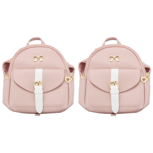 2X  Backpack Small Diagonal Bag Leather Backpack Cute Bow Backpack Ladies Wallet