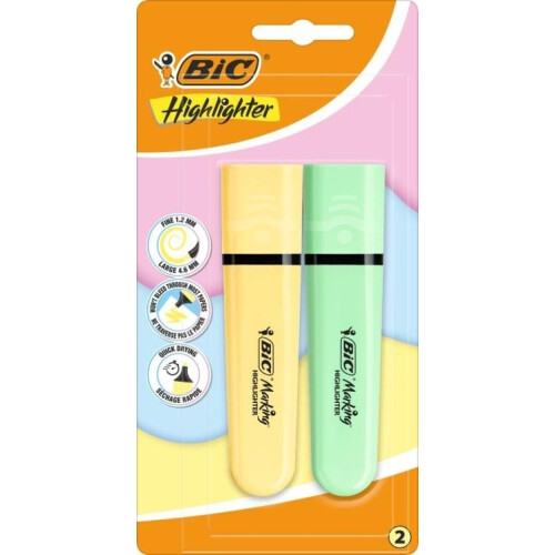 BIC Markerer gul og grøn 2 stk.