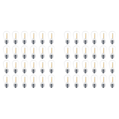 48 Pack 3V LED S14 Replacement Light Bulbs, Shatterproof Outdoor Solar String Light Bulbs, Warm White