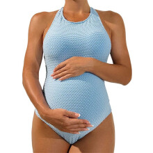 Traje de Baño Bikini de Playa de una Pieza Azul Claro XL