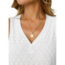 Camiseta Sin Mangas Estilo Bohemio con Cuello en V y Bordado de Ojales para Mujer, para Vacaciones en la Playa, Color , Talla XXL