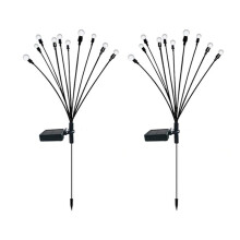 2PCS 10 Solar Powered Firefly Lights, 10 LED Outdoor Waterproof Solar Starburst Swaying Garden Lights