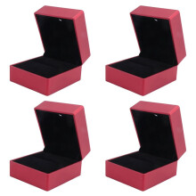 4X Rings Display Box Storage Morbido Velluto Vassoio Case Holder Stand Display Storage Box Visualizza Jewelry Organizer LED Light Ring Box Rosso