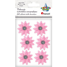 Selvklæbende dekorationer 3D lyserøde blomster 6 stk.