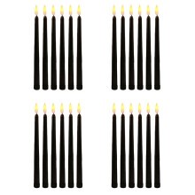 Pack of 24 Black LED Birthday Candles,Yellow Flameless Flickering Battery Operated LED Halloween Candles