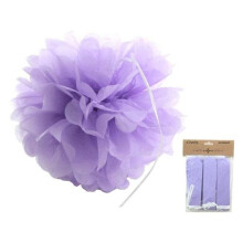 Papirpompomdekoration lilla 25 cm 3 stk.