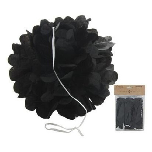 Papirpompomdekoration sort 25 cm 3 stk.
