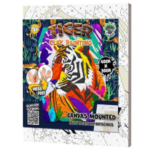 Mess-Free Tiger Clay Painting Kit, Air Dry Clay Modelling Kit, Sensory 3D Canvas Fun Arts and Crafts Kit for Kids Adults