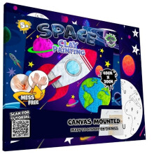 Mess-Free Space Clay Painting Kit, Air Dry Clay Modelling Kit, Sensory 3D Canvas Fun Arts and Crafts Kit for Kids