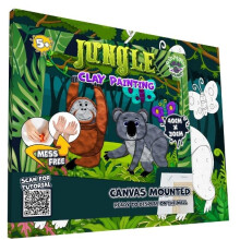 Mess-Free Jungle Clay Painting Kit, Air Dry Clay Modelling Kit, Sensory 3D Canvas Fun Arts and Crafts Kit for Kids