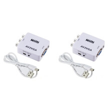 2X AV (RCA) Naar VGA Audio Video Converter, Ondersteunt Resolutie 1080P /720P, met 3,5 mm AUDIO Audio-Ingang, voor STB TV PC