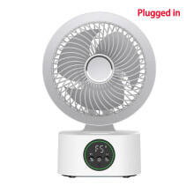 (plugged in model) Portable Air Circulation Fan Smart Voice Remote Control USB Rechargeable Desktop Wall-Hanging Shaking Head Fan with Nightlight