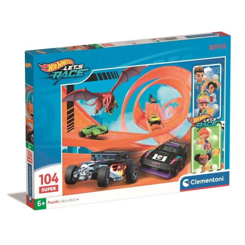 Clementoni Puslespil 104 Superfarvede Hot Wheels