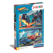 Hotwheels 2 Puzzle With 60 Pieces - Supercolor Puzzle For Children 4-6 Years, Cartoon Cars, Gift For Boy/Girls, Made In Italy, 24816