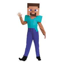 Børnekostume - Minecraft Steve - størrelse S