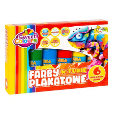 Plakatmaling i tube med 6 farver 30 ml
