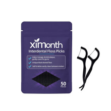 XIMONTH Dental Floss Picks 50 Count, Curved Design Flexible Floss Deep Clean, Fresh Mint Flavor, Portable Travel Size