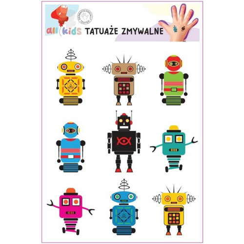 Midlertidige tatoveringer til børn med robotter