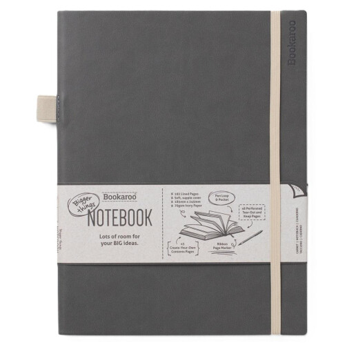 Bookaroo Notesbog Stor - Grå