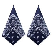 Set of 2 Navy Paisley Bandanas - Cashmere Cotton Scarf Sold