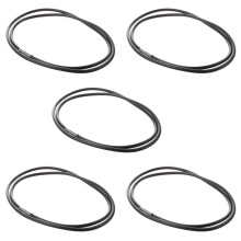 5pcs 3mm Black Rubber Cord Necklace with Stainless Steel Closure - 24 Inch