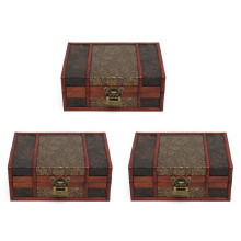 3X Grosse Dekorative Schmuck Schmuck Schloss Handgemachte Vintage Holz Aufbewahrungsbox Geschenkbox