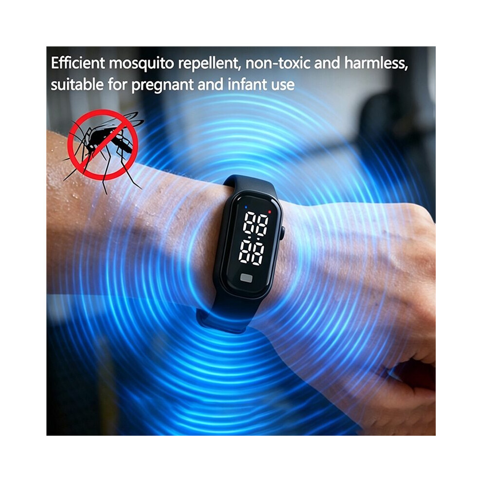 Ultrasonic Mosquito Repellent Bracelet Watch USB Rechargeable Portable Repeller for Kids Adults Outdoor Indoor