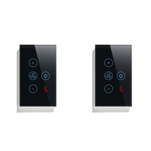 2X Tuya Zigbee  Fan Light  US Network Connection APP Control Alexa/ Assistant Voice Control Black