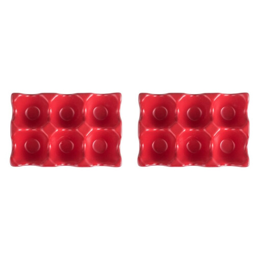2X Kitchen Supplies Egg Tray Egg Rack Household Ceramic Tableware Supplies Egg Tray Egg Tray Red