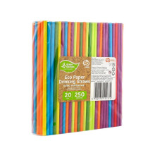 Regnbue papirsugerør MIX 197x6mm 250 stk