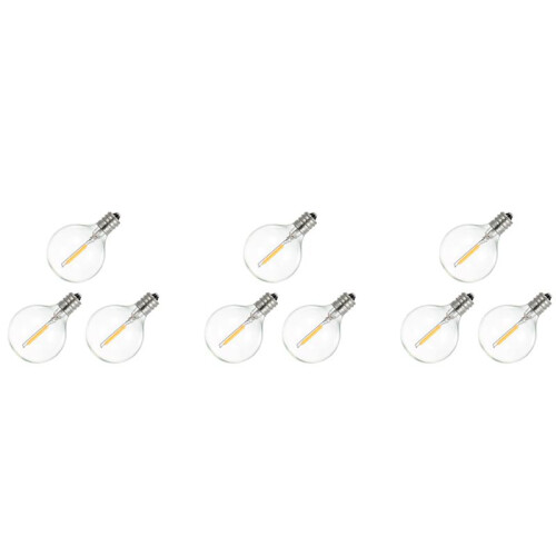 9Pcs G40 LED Replacement Light Bulbs, E12 Screw Base Shatterproof LED Globe Bulbs for Solar String Lights Warm White