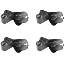 LED Loupe,30X 60X Illuminated Jewelers Loupe,Foldable Metal Jewelry Eye Loop Magnifier,for Coins Stamps Watches 4Pcs