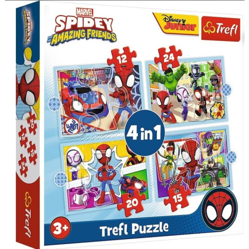 Spideys hold 4-i-1 puslespil TREFL