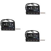 3pcs 3.5 Inch Floppy Bay 4 USB 2.0 Hub USB2.0 Front Panel Expansion Adapter Connector Bracket with 9Pin Cable