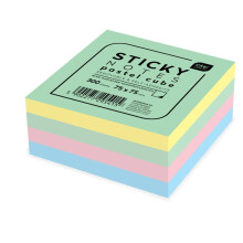 Pastelfarvede selvklæbende notesblok 75x75mm 300K