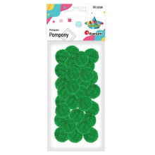 Polyester pomponer 25mm grøn 30 stk