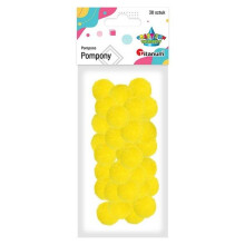 Polyesterpomponer 25 mm intens gul 30 stk
