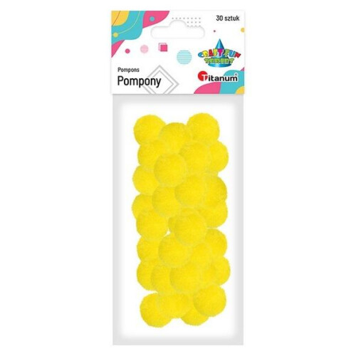 Polyesterpomponer 25 mm intens gul 30 stk