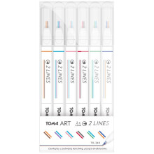 TOMA 2 Lines 6-farvet fineliner