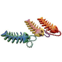 3D fiskeskelet nøglering med vedhæng MIX