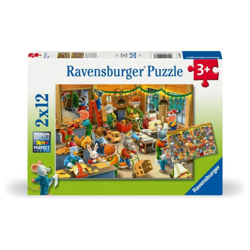 Ravensburger 2D-puslespil til børn: Juleværksted 2x12 stk.