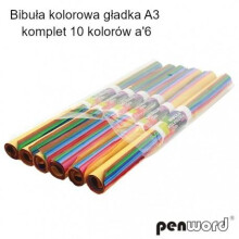 Glat farvet silkepapir A3 10 farver 6 stk