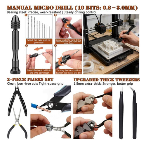 66Pcs 3D Printer Tools Kit with Storage Case, 3D Printer Accessories - Deburring Tool, 3D Printer Removing Scrapers