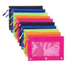 10 Stück 3-Ring Binder Bleistiftetui mit Klarsichtfenster für Schulbedarf