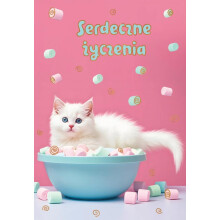 Lykønskningskort på kattens fødselsdag