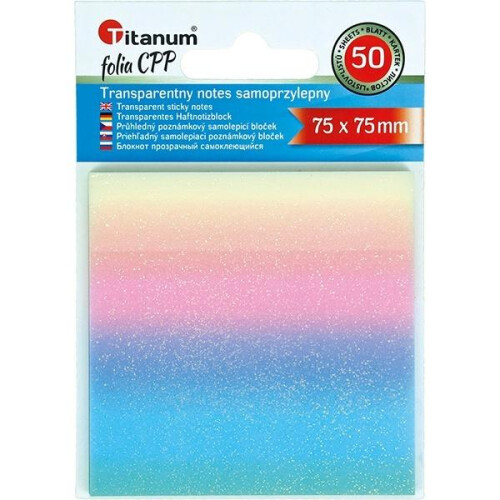 Selvklæbende transparent notesblok 75x75mm 50K