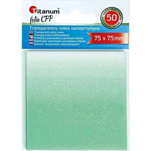Selvklæbende transparent notesblok 75x75mm 50K